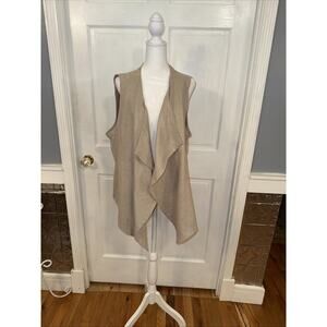 Christopher Banks faux suede sweater open waterfall draped vest. XL